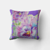 パープルパンジー花フローラデコアクッション クッション (裏面)