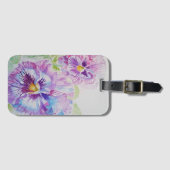 パープルパンジー花フローラ水彩ラゲッジタグ ラゲッジタグ (正面横)