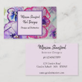 パープルパンジー花水彩名刺 名刺 (正面/裏面)