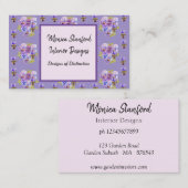 パープルパンジー花水彩名刺 名刺 (正面/裏面)