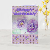 パープルパンジー花水彩画絵画画カード カード (黄色い花)