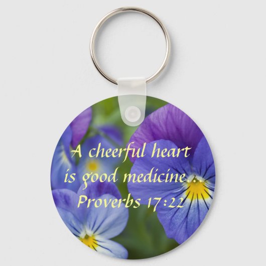 パープルパンジー – 陽気さ キーホルダー (正面)