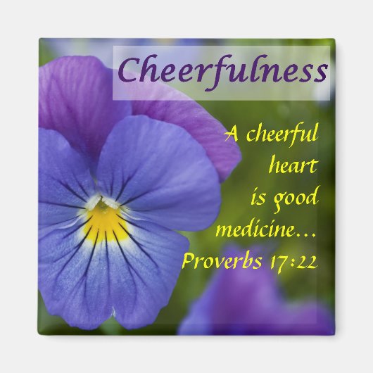 パープルパンジー – 陽気さ マグネット (正面)