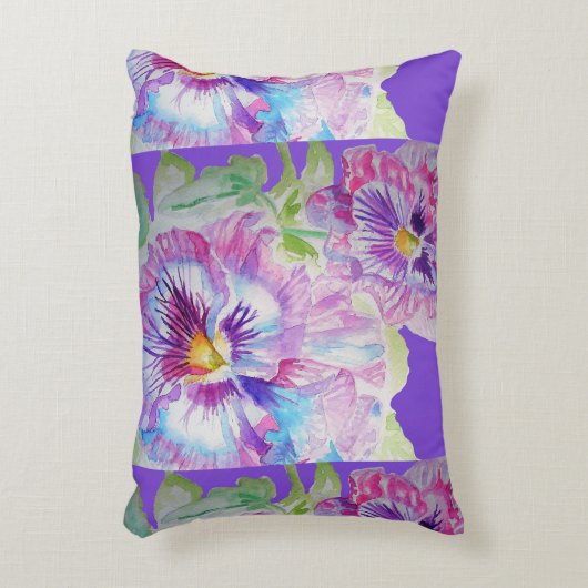 パープルパンスト花フローラデコールクッションアクア アクセントクッション (正面(垂直))