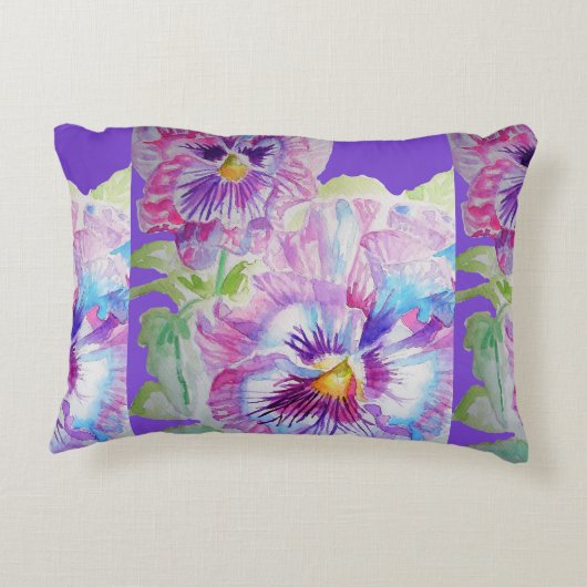 パープルパンスト花フローラデコールクッションアクア アクセントクッション (裏面)
