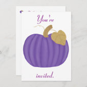 パープルパンプキンハロウィーン結婚式招待状 招待状 (正面/裏面)
