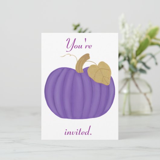 パープルパンプキンハロウィーン結婚式招待状 招待状 (スタンド正面)