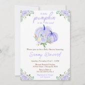 パープルパンプキンフラワーベイビーシャワー 招待状 (正面)