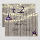 パープルパンプキンリハーサルディナー ウッドライト 招待状 (正面/裏面)