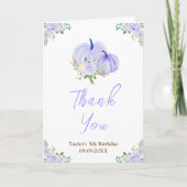 パープルパンプキン フラワーバースデーパーティー サンキューカード (正面)