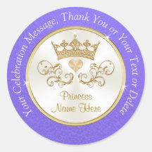 パープルパーソナライズされたと金ゴールドプリンセスのシール