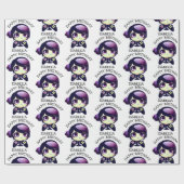 パープルパーソナライズされたアニメゲーマーガール誕生日 ラッピングペーパー (フラット)