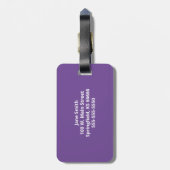 パープルパーソナライズされたイニシャルラゲッジタグ ラゲッジタグ (裏面縦)