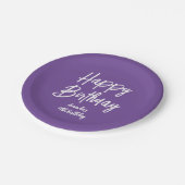 パープルパーソナライズされたガールハッピーバースデーパーティー ペーパープレート (アングル)