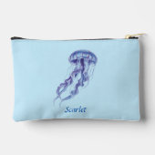 パープルパーソナライズされたクラゲイラストレーションデザイン アクセサリーポーチ (裏面)