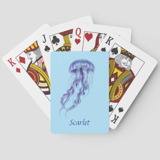 パープルパーソナライズされたクラゲイラストレーションデザイン トランプ (裏面)