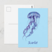 パープルパーソナライズされたクラゲイラストレーションデザイン ポストカード (正面/裏面)