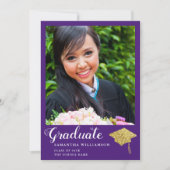 パープルパーソナライズされたクラス2025写真卒業 案内状 (正面)