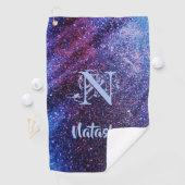 パープルパーソナライズされたグリッター  ゴルフタオル (インサイチュ)