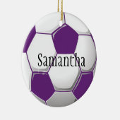 パープルパーソナライズされたサッカーオーナメント セラミックオーナメント (右)