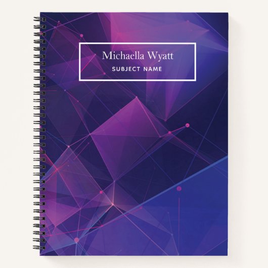 パープルパーソナライズされたジオメトリックシンプルグラフ紙 ノートブック (正面)