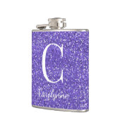 パープルパーソナライズされたスパークルグリッターモノグラム フラスク (左)