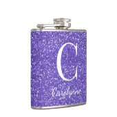 パープルパーソナライズされたスパークルグリッターモノグラム フラスク (右)