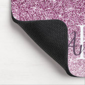 パープルパーソナライズされたスパークルグリッターモノグラム マウスパッド (コーナー)