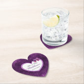 パープルパーソナライズされたス結婚ハートコースター ペーパーコースター (インサイチュ)