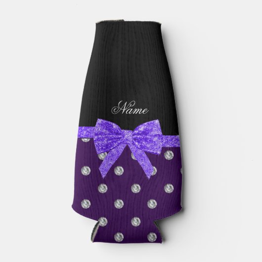 パープルパーソナライズされたダイヤモンドのパープルボウ ボトルクーラー (正面)