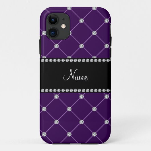パープルパーソナライズされたダイヤモンドの名前 Case-Mate iPhoneケース (裏面)
