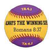 パープルパーソナライズされたチームイエズモノグラム野球 野球ボール (裏面)