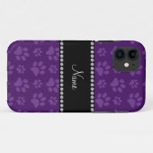 パープルパーソナライズされたドッグの足跡の名前 Case-Mate iPhoneケース (裏面(横))