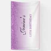 パープルパーソナライズされたドリッピンググリッター誕生日バン 横断幕 (縦)
