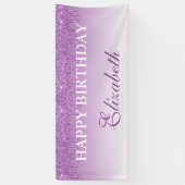 パープルパーソナライズされたドリッピンググリッター誕生日 横断幕 (縦)