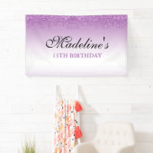 パープルパーソナライズされたドリッピンググリッター誕生日 横断幕 (インサイチュ)