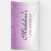 パープルパーソナライズされたドリッピンググリッター誕生日 横断幕 (縦)