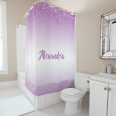パープルパーソナライズされたドリッピンググリッター シャワーカーテン (インサイチュ)
