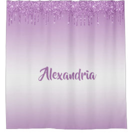 パープルパーソナライズされたドリッピンググリッター シャワーカーテン