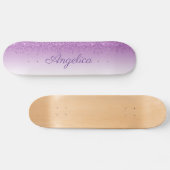 パープルパーソナライズされたドリッピンググリッター スケートボード (横)