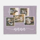 パープルパーソナライズされたナナグランドキッド5フォトコラージュ フリースブランケット (正面(横))