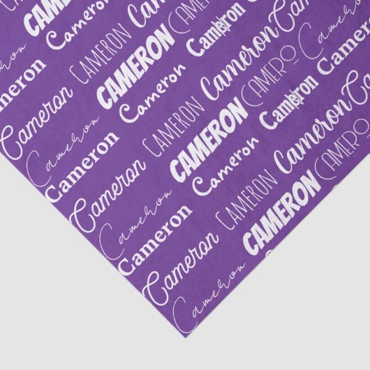パープルパーソナライズされたネームフォントコラージュタイポグラフィ 薄葉紙 (詳細)