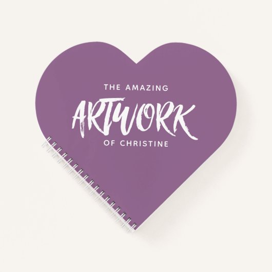 パープルパーソナライズされたハートアーティストSketchbook ノートブック (正面)