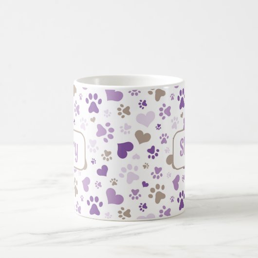 パープルパーソナライズされたハートポープリントマグ コーヒーマグカップ (中央)