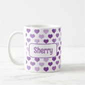 パープルパーソナライズされたハートマグ コーヒーマグカップ (左)