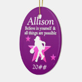 パープルパーソナライズされたバスケットボールホリデーオーナメント セラミックオーナメント (左)
