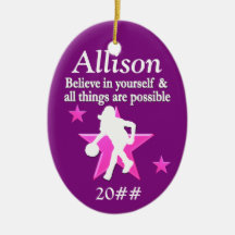 パープルパーソナライズされたバスケットボールホリデーオーナメント