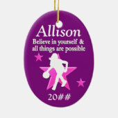 パープルパーソナライズされたバスケットボールホリデーオーナメント セラミックオーナメント (裏面)