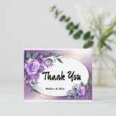 パープルパーソナライズされたバラサンキューカード カード (スタンド正面)