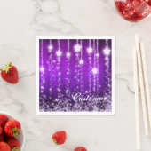 パープルパーソナライズされたフォールリングスターズホリデーナプキンス スタンダードカクテルナプキン (インサイチュ)